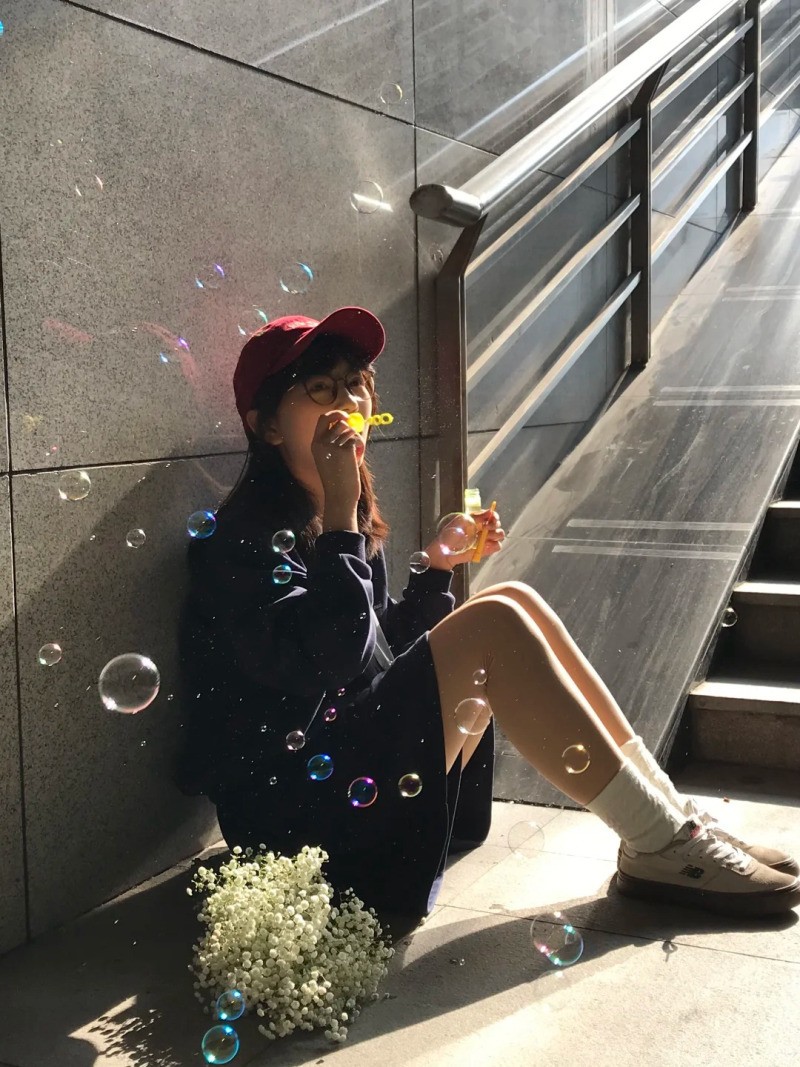 chụp ảnh với bong bóng xà phòng