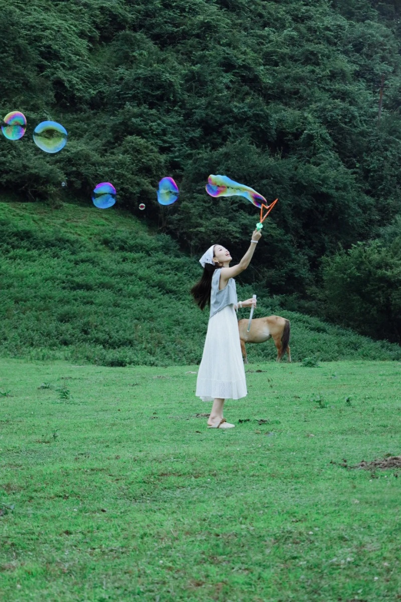 chụp ảnh với bong bóng xà phòng