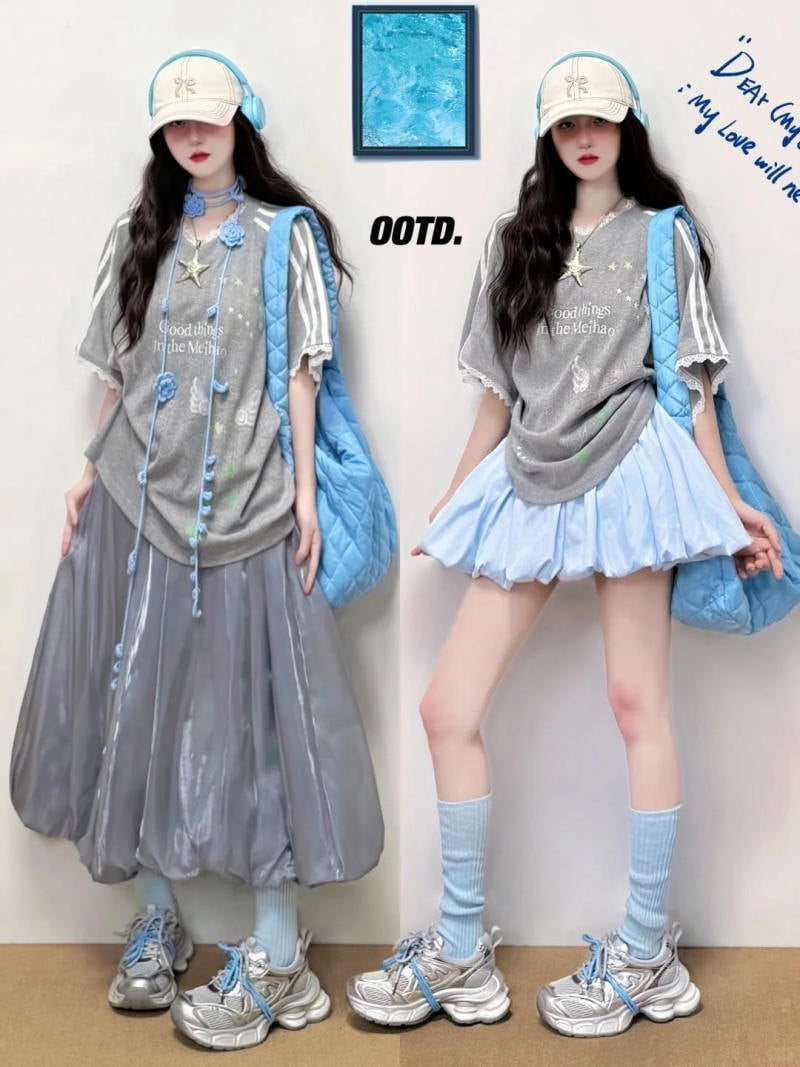 1. Màu xanh baby mix cùng Xám bạc (Silver Metallic)