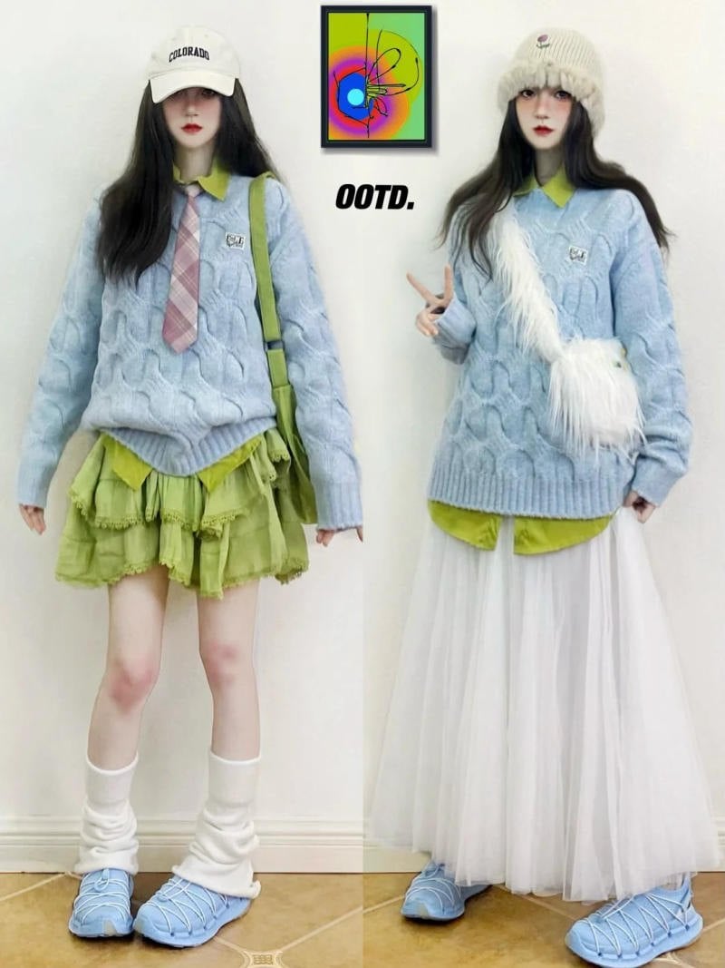 7. Màu xanh baby mix cùng Xanh lá mạ (Lime Green)