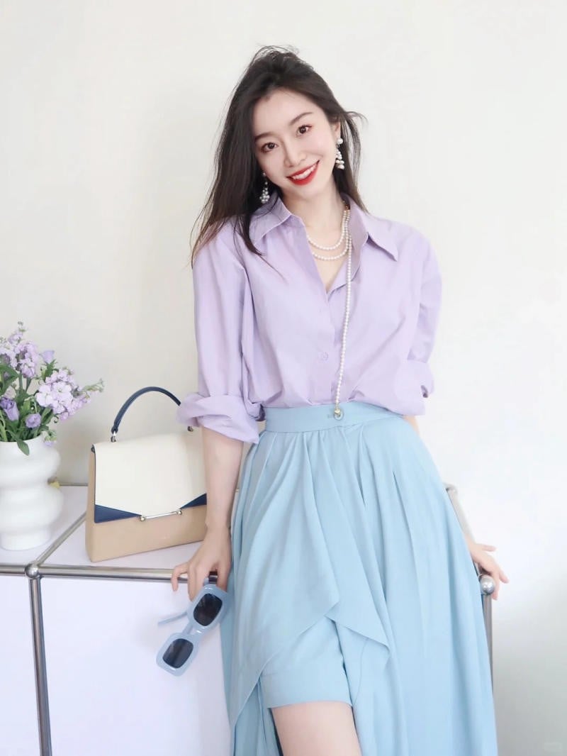 6. Màu xanh baby mix cùng Tím Lavender