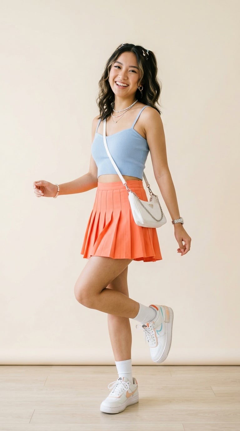Kết hợp xanh pastel với cam san hô