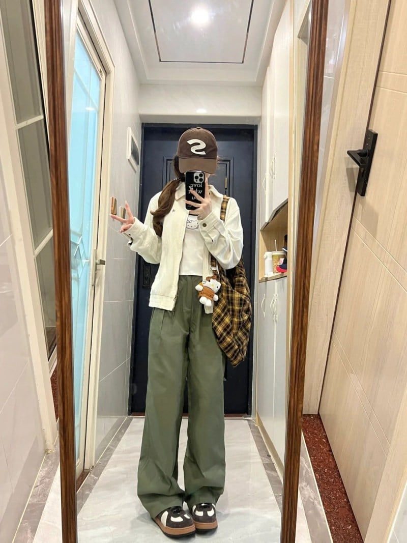 quần xanh rêu phối với áo màu gì