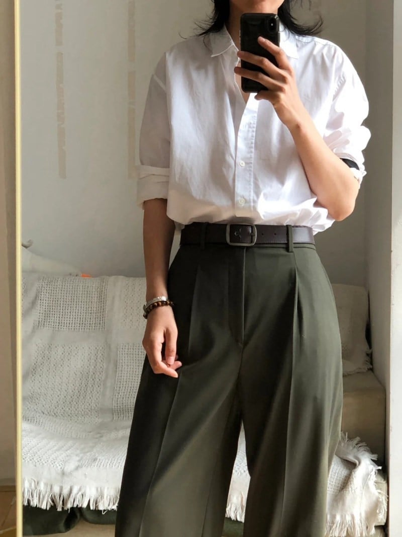 quần xanh rêu phối với áo màu gì