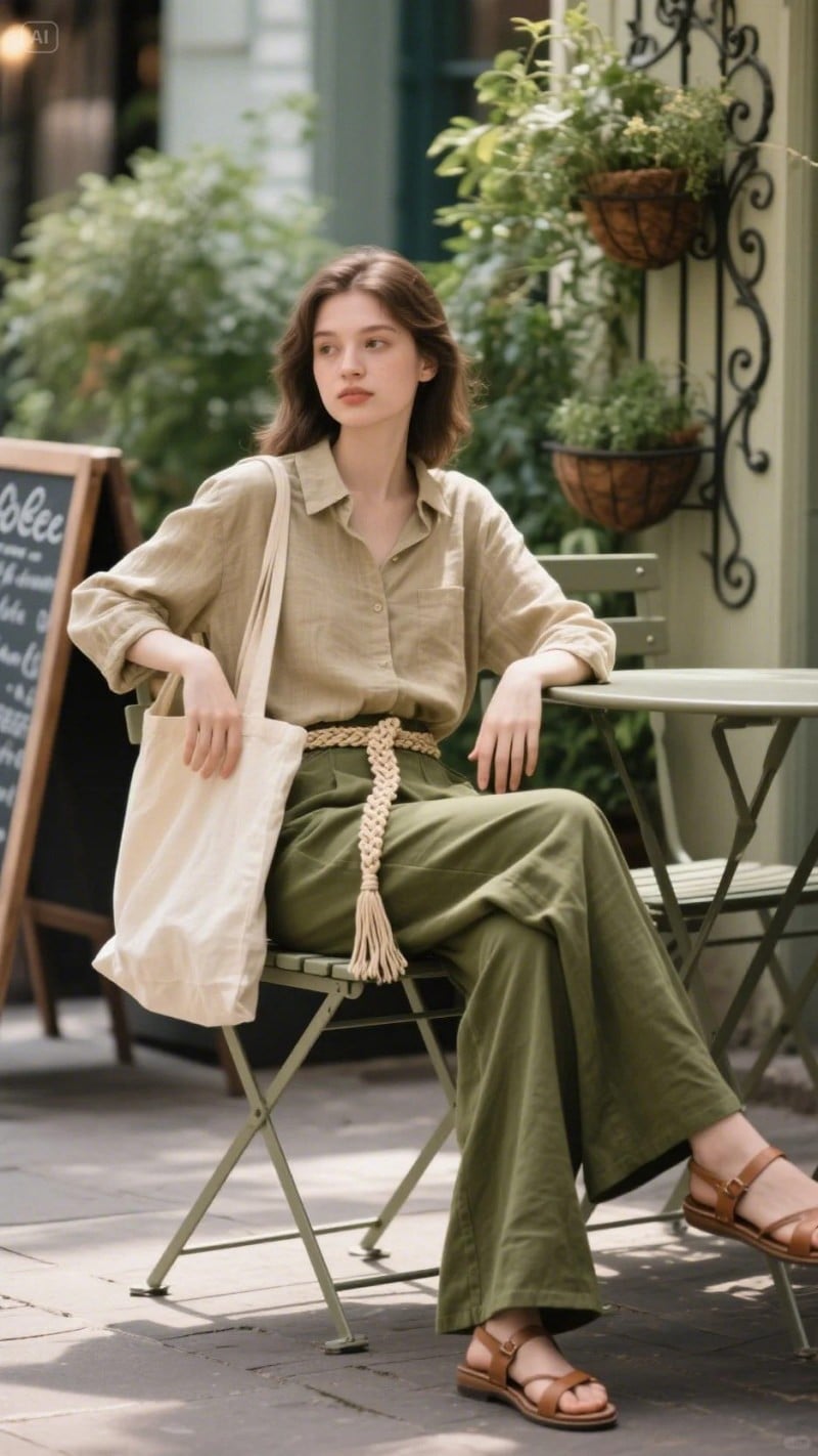 quần xanh rêu phối với áo màu gì