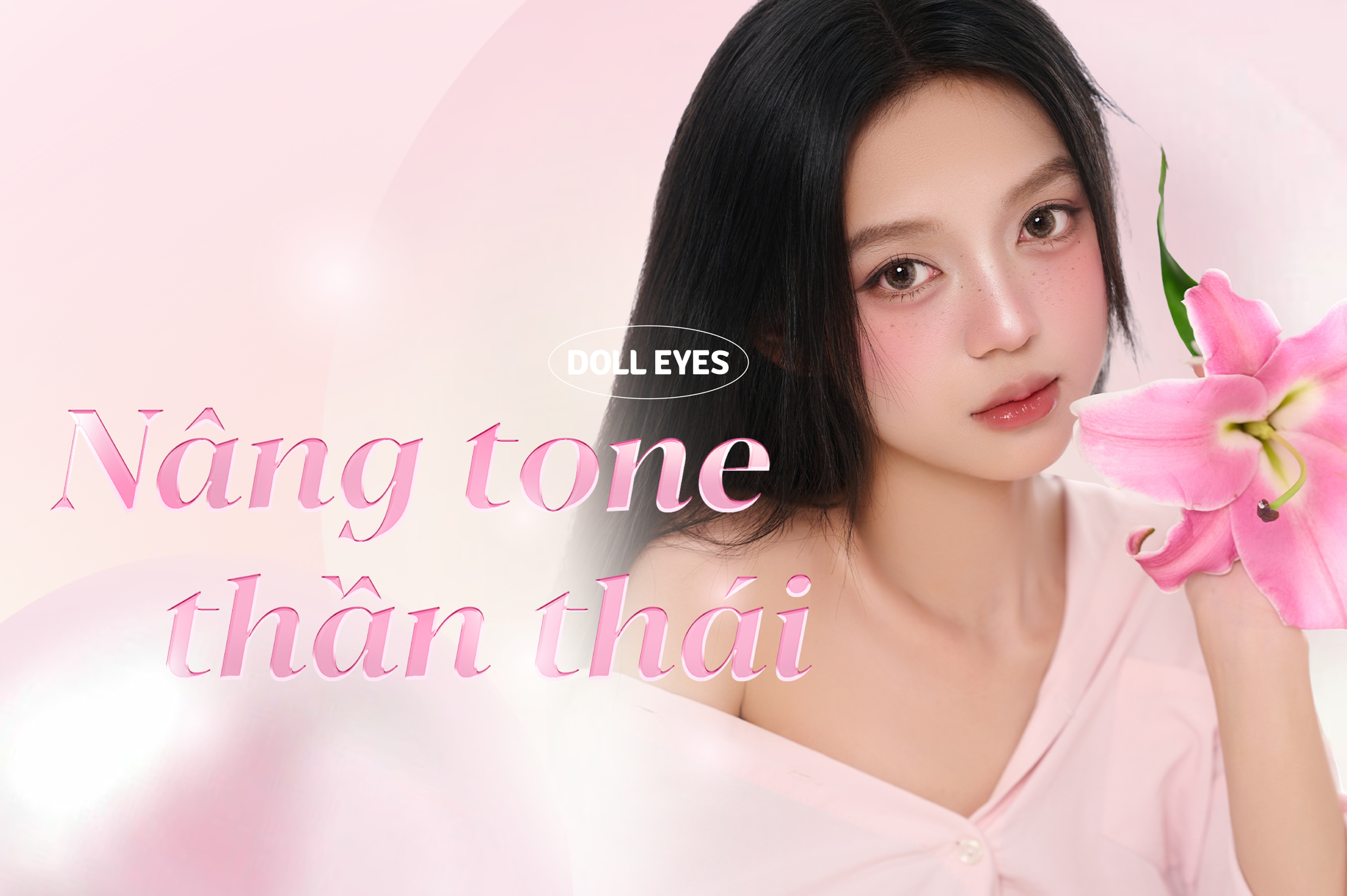 Nâng tone thần thái nhờ lens xám trà lạnh She's Famous - Doll Eyes Luxury Beauty Lens from USA