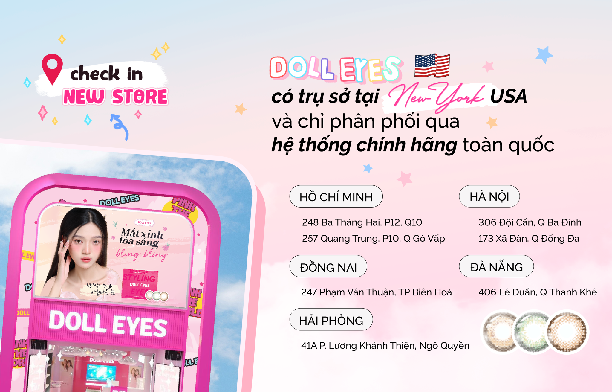 Hệ thống cửa hàng Doll Eyes Luxury Beauty Lens from USA