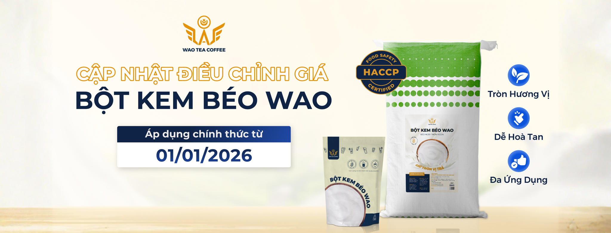 Giá Mới Bột Kem Béo WAO