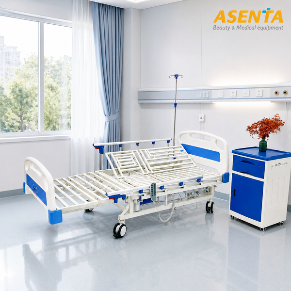 giường hồi sức ICU 4 tay quay có bô vệ sinh