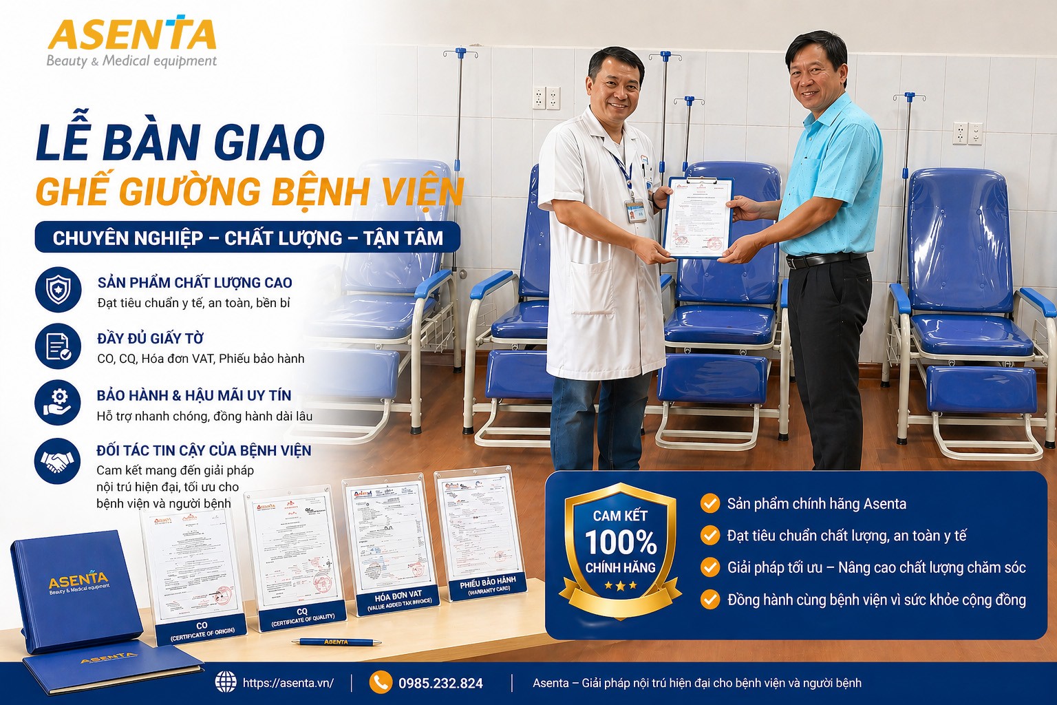 Bàn giao ghế giường dành cho khu nội trú bệnh viện