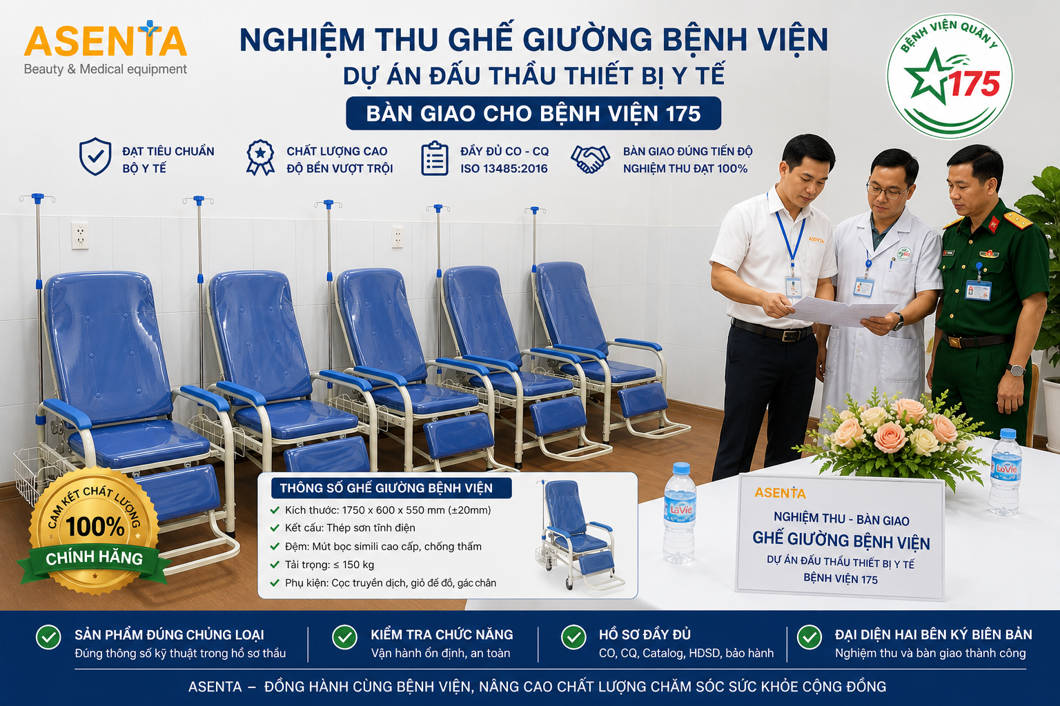 Ghế giường đa năng được cung cấp cho khu nội trú bệnh viện 175