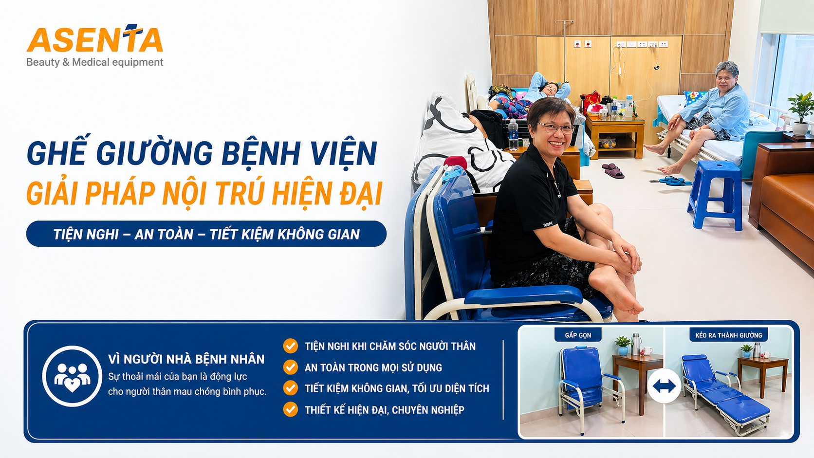 Ghế giường bệnh viện dành cho người nhà bệnh nhân