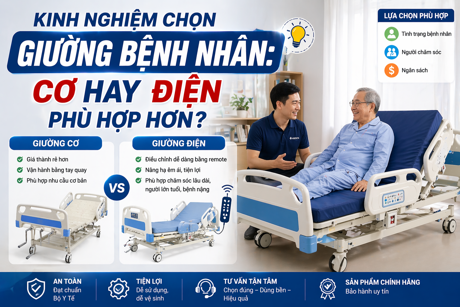 Kinh nghiệm chọn giường bệnh nhân: Cơ hay điện phù hợp hơn?