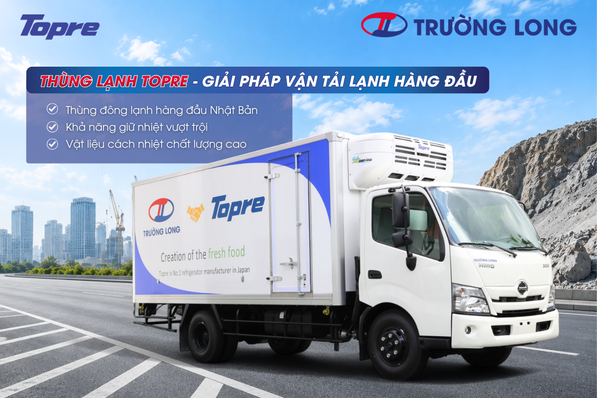 Thùng đông lạnh Topre lắp trên xe Hino