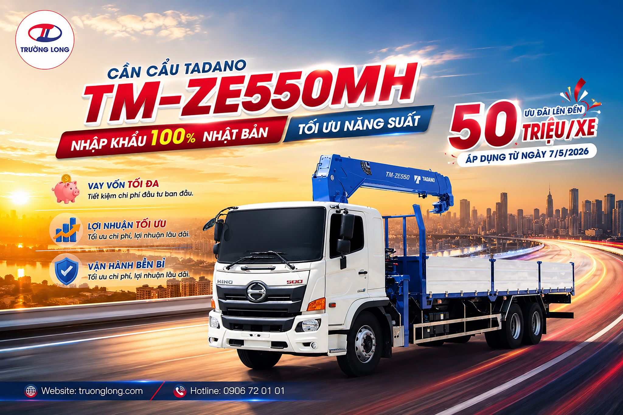 ưu đãi xe tải cẩu Tadano
