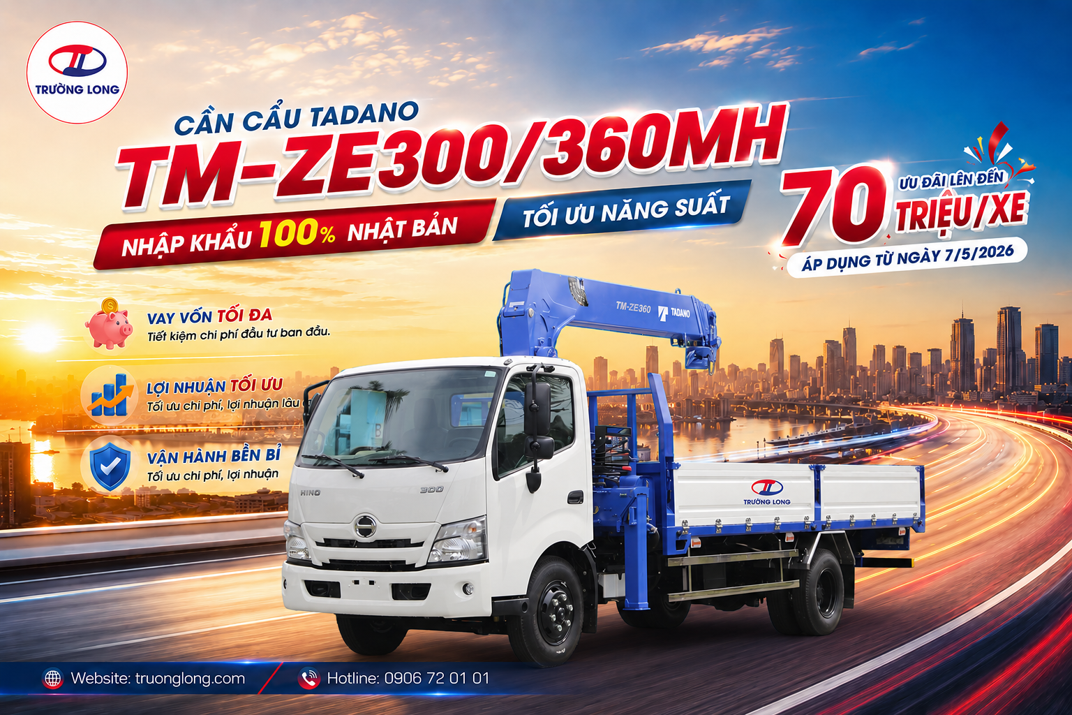 ưu đãi xe tải cẩu Tadano