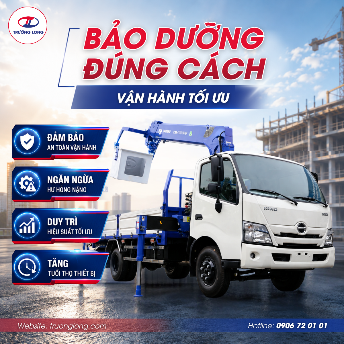 Bảo dưỡng định kỳ đúng cách xe tải cẩu Tadano