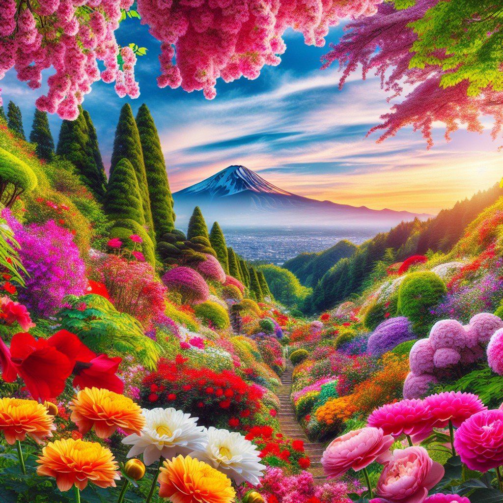 Vườn hoa Oishi: Bức tranh hoa bốn mùa dưới chân Phú Sĩ hùng vĩ