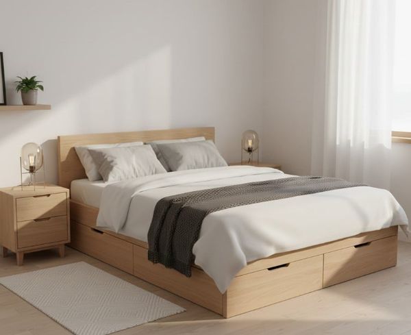 giường đôi phong cách tối giản