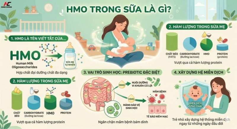 HMO trong sữa là gì? (Hình ảnh được bởi AI)