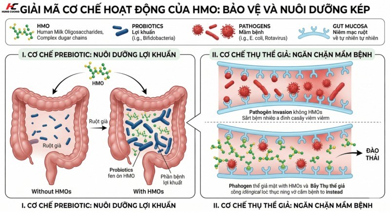 Cơ chế hoạt động của HMO (Hình ảnh được tạo bởi AI)