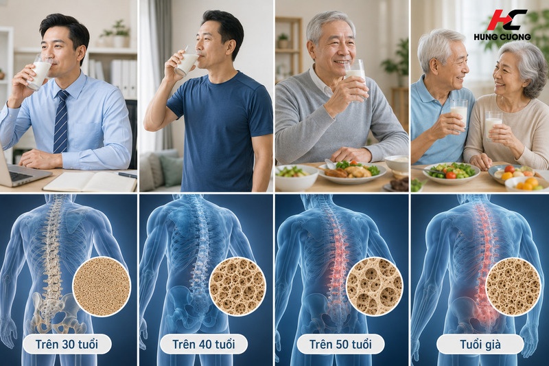 Tầm quan trọng của việc bổ sung canxi theo độ tuổi