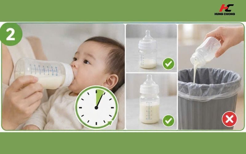 Sữa công thức bé đã bú dở để ngoài được vỏn vẻ 1 giờ