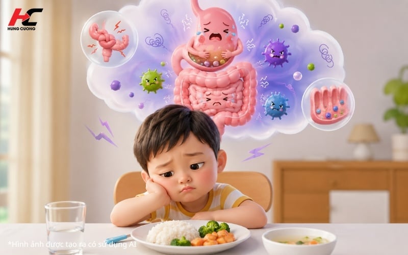 Bé biếng ăn do tiêu hóa kém