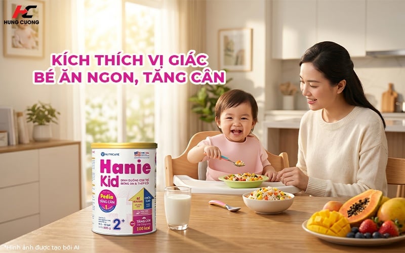 Hanie Kid sữa kích thích vị giác giúp bé ăn ngon