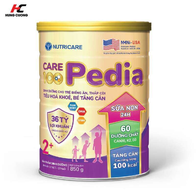 Sữa bột Nutricare Care 100 Pedia 2+ hỗ trợ tăng cân, tăng cường miễn dịch cho bé