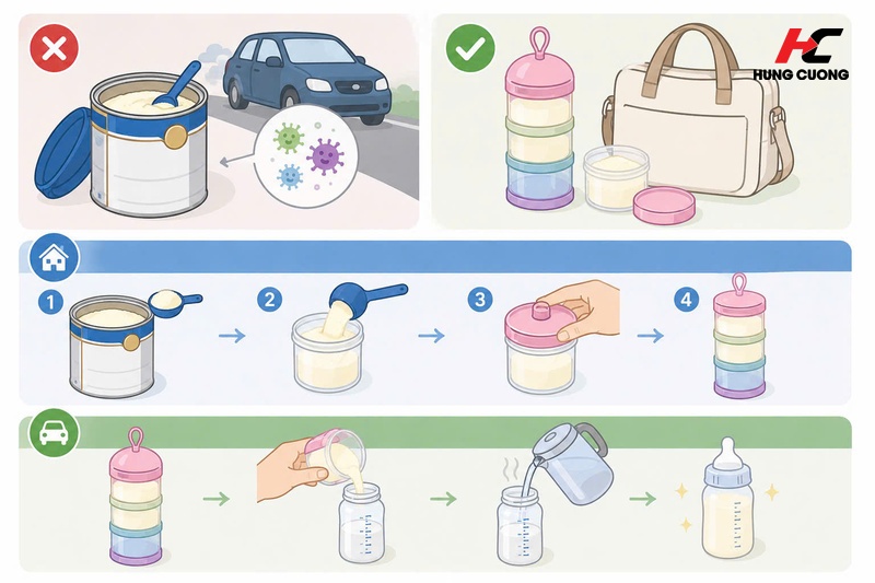Cách bảo quản sữa bột tối ưu khi di chuyển đường xa