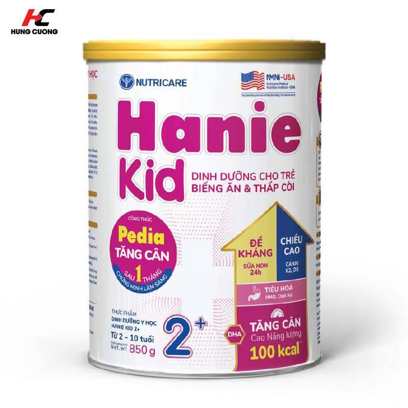 Sữa bột Hanie Kid 2+ dinh dưỡng cho trẻ biếng ăn, hỗ trợ tăng cân khỏe mạnh