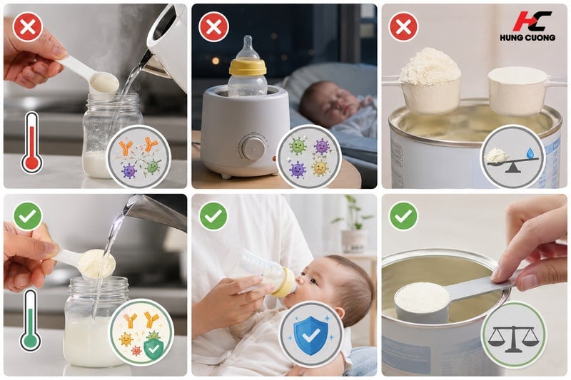 Những sai lầm phổ biến của mẹ bỉm làm phá hủy kháng thể IgG khi pha sữa