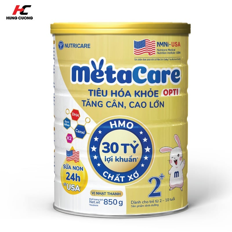 Sữa bột Nutricare Metacare Opti 2+ (thuộc dòng Metacare) hỗ trợ tiêu hóa, phát triển toàn diện cho bé