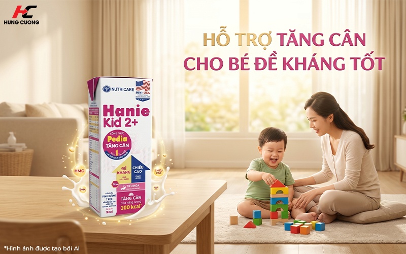 Sữa Hanie Kid hỗ trợ bé tăng cân