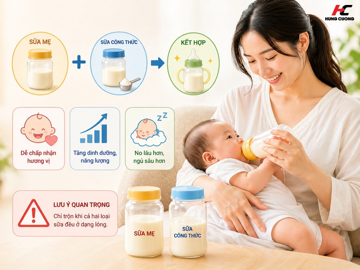 Giải đáp chi tiết sữa mẹ pha với sữa công thức (Hình ảnh được tạo bởi AI)