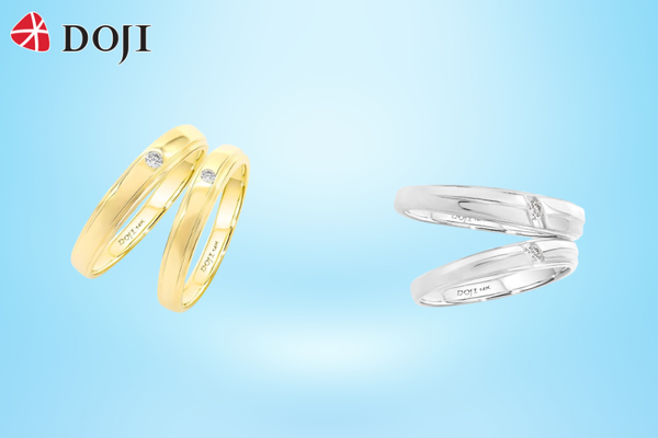 BST nhẫn cưới Mono theo đuổi phong cách tối giản, hiện đại, với điểm nhấn là một viên kim cương chủ trên đai nhẫn