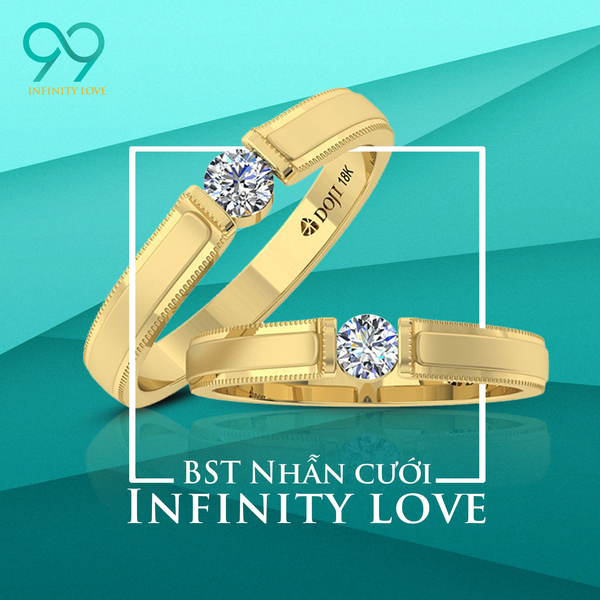 Infinity Love là dòng trang sức cưới cao cấp của DOJI, với điểm nhấn là viên kim cương 99 giác cắt
