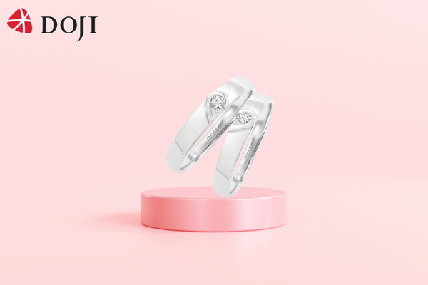 Nhẫn cưới 14K DOJI AWMG111621F2ML1 - AWFG111621F2ML1 có thiết kế ngọt ngào, lãng mạn, dễ làm xiêu lòng các cặp đôi trẻ
