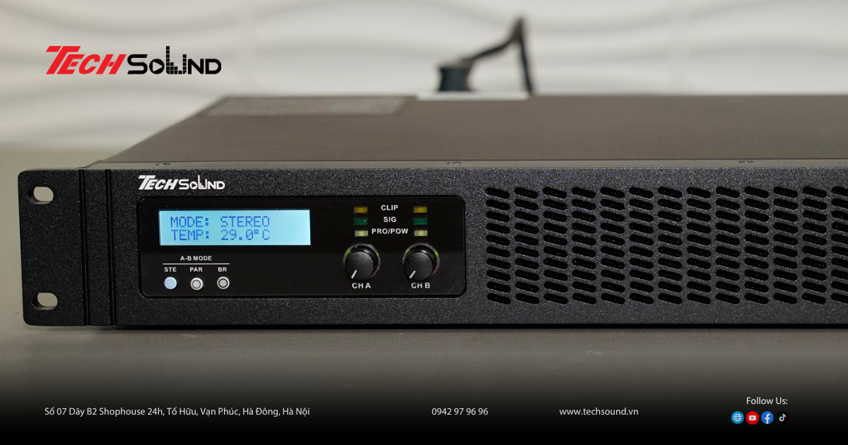 Techsound SX2080 – Cục đẩy 2 kênh Class D thế hệ mới đáng sở hữu năm 2025