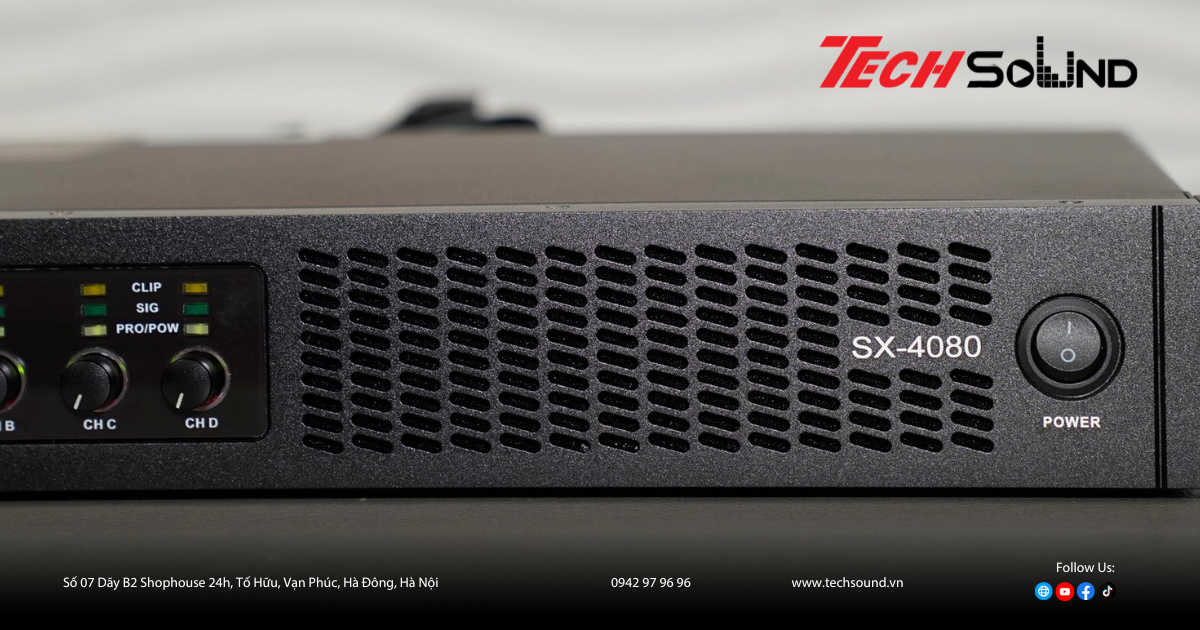 Đánh giá TechSound SX4080: Sức mạnh 4 kênh Class D phiên bản 2025