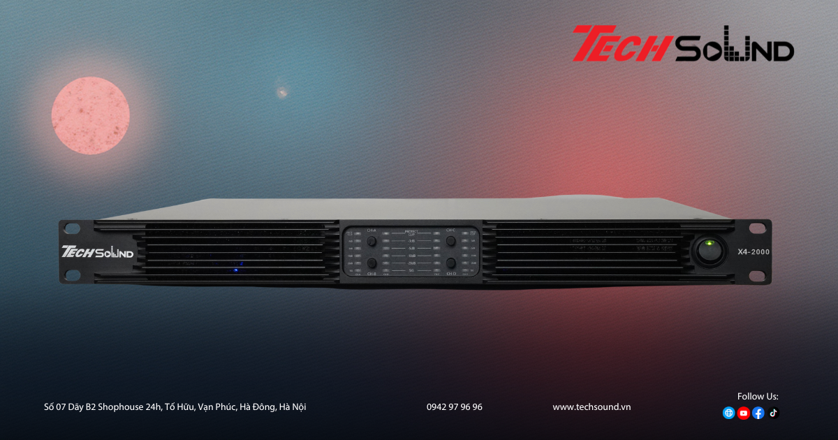 Đánh giá cục đẩy TechSound X4-2000: sức mạnh 4 kênh trong thân 1U