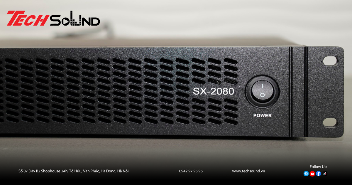 Techsound SX2080 – Cục đẩy 2 kênh Class D thế hệ mới đáng sở hữu năm 2025