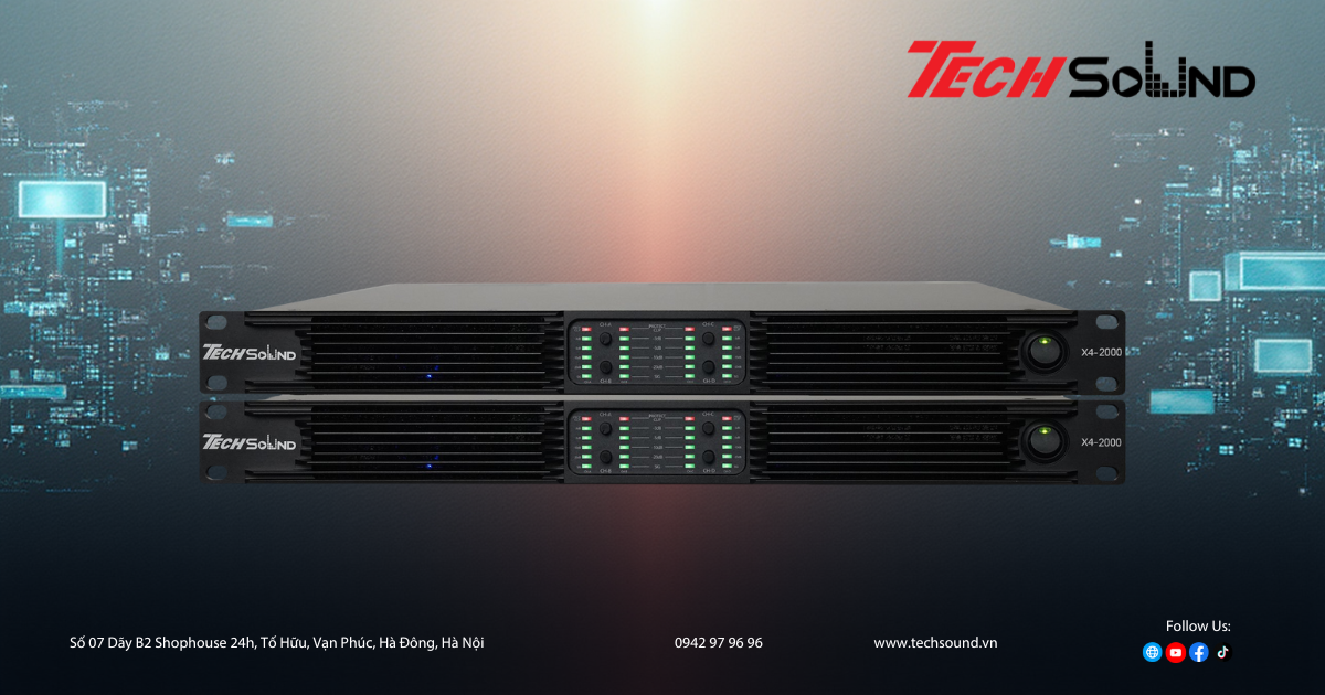 Đánh giá cục đẩy TechSound X4-2000: sức mạnh 4 kênh trong thân 1U