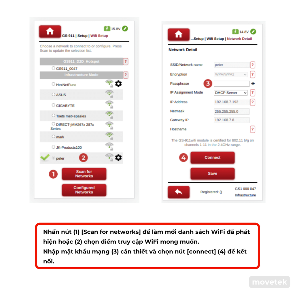 Giao diện kết nối wifi cho thiết bị trên mobile