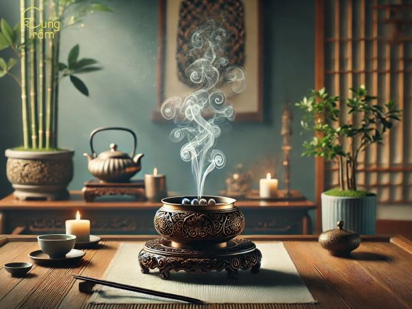 Xông trầm hương để thanh tịnh không gian thờ cúng