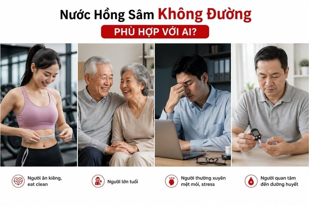 Nước Hồng Sâm không đường phù hợp với ai?