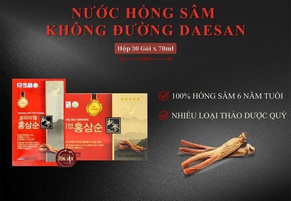 Nước Hồng Sâm không đường Daesan với vị thanh mát dễ uống