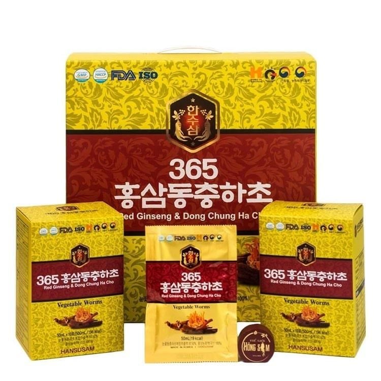 Nước Hồng Sâm Đông Trùng Hạ Thảo 365 Hộp 60 gói tiện lợi