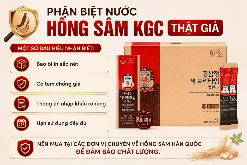 Phân biệt nước Hồng Sâm KGC thật giả